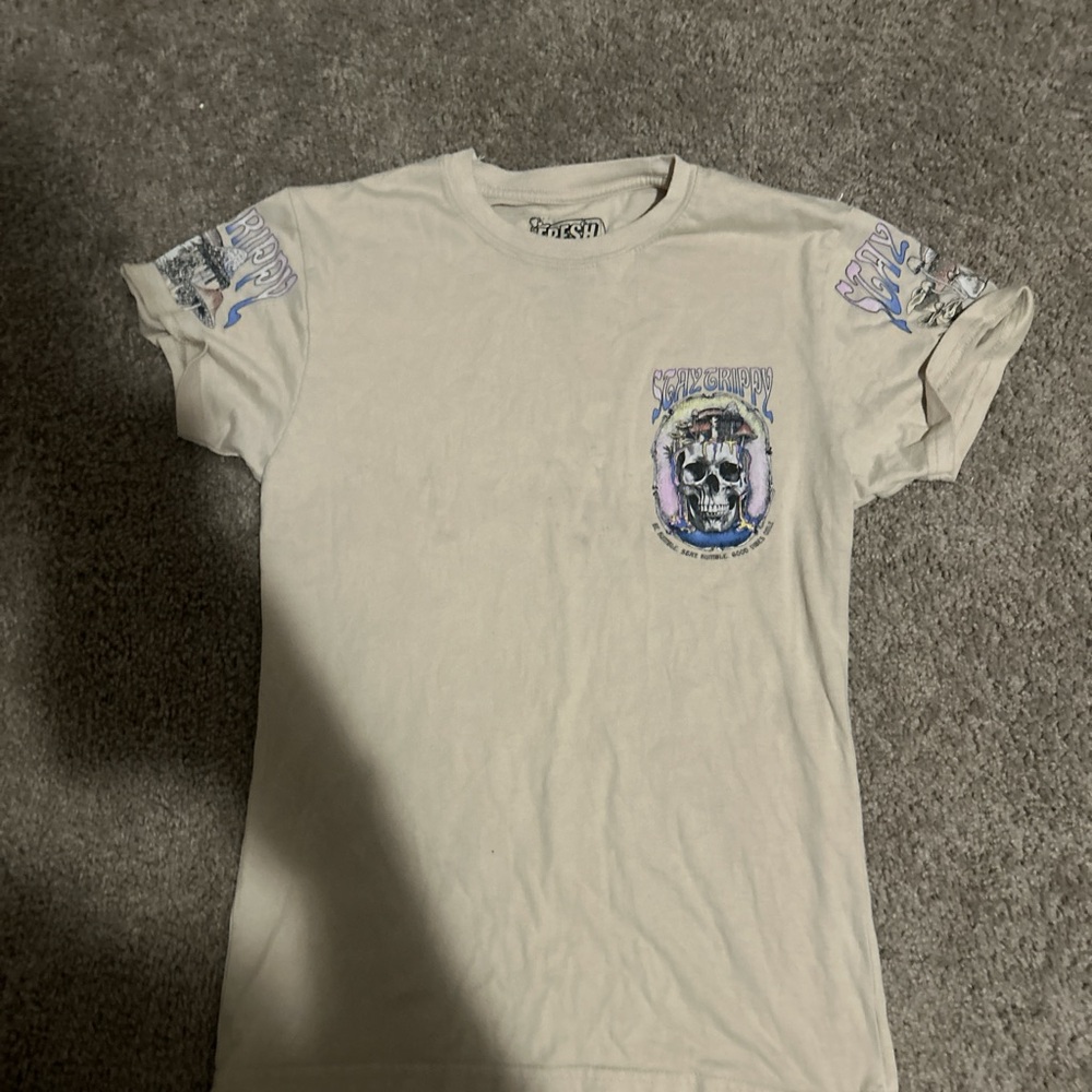 Edgy Cream Graphic Kids Tee